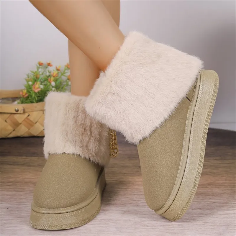 Botas de neve de designer para mulher botins de inverno algodão_voghion.com