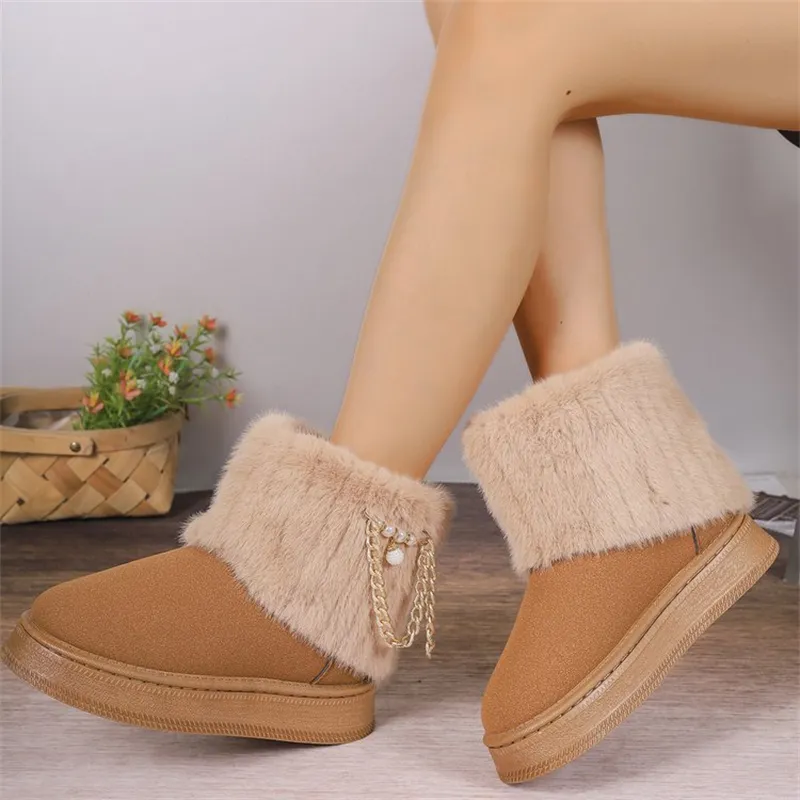 Botas de neve de designer para mulher botins de inverno algodão_voghion.com