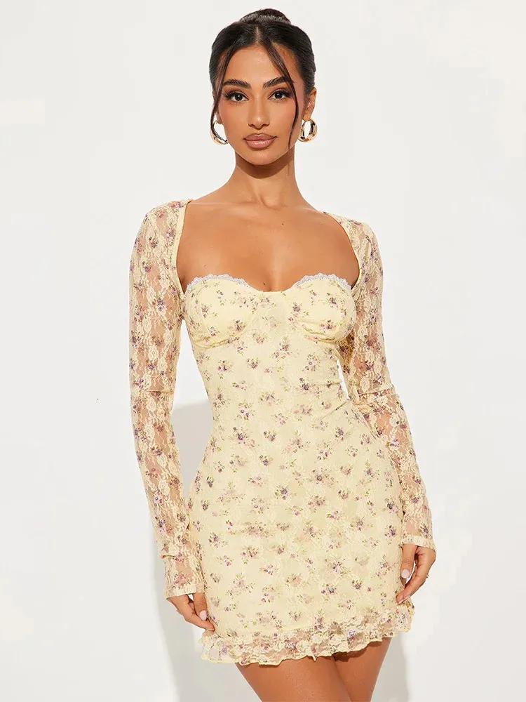 sachin and babi light blue dress Womens Floral Lace Mini Dress With Long Sleeves – Elegant Party & Club Wear  From Sellerstore04, $19.27 In Bulk