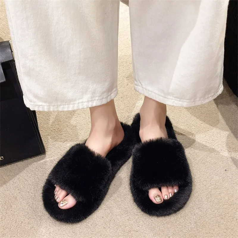 new Free Shipping Designer Slippers For Woman Indoor Outdoor Sliders Keep Warm Thick Woolen Classic Plush Sandals Brown_voghion.com
