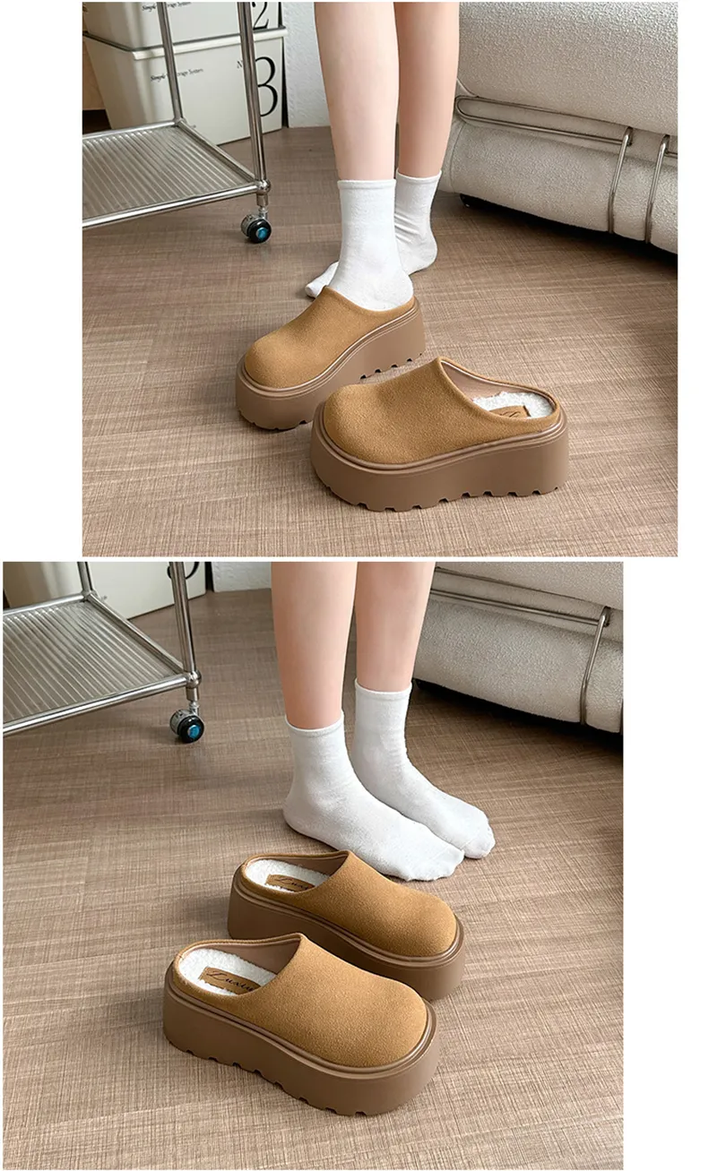 new Free Shipping Designer Slippers For Woman Indoor Outdoor Sliders Keep Warm Thick Woolen Casual Plush Sandals Brown_voghion.com