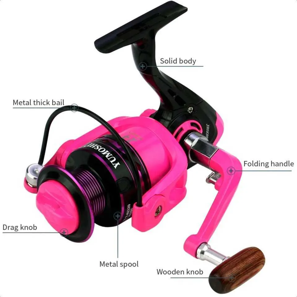 Pink Fly Fishing Reel 2000 7000 High Speed Ratio Spinning