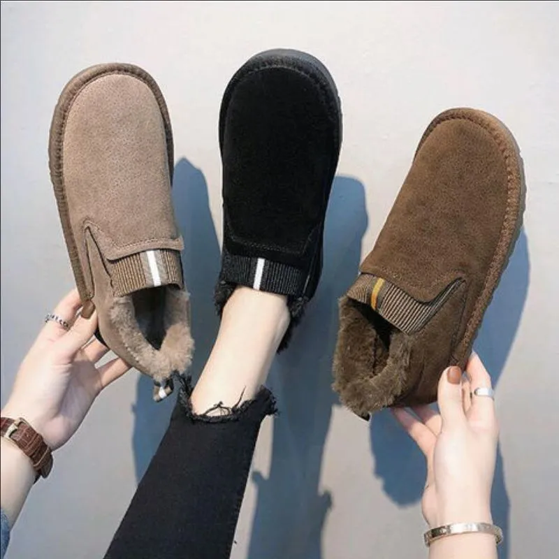 Spedizione gratuita firmata per donna, scarpe in cotone, stivali alla caviglia caldi, stivali da neve vintage alla moda, neri_voghion.com