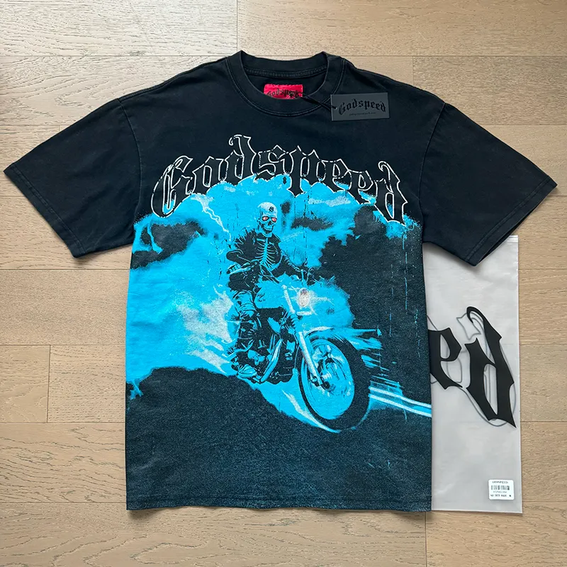 Men's T-Shirt Godspeed Skull Print Casual Street Hip Hop Spandex