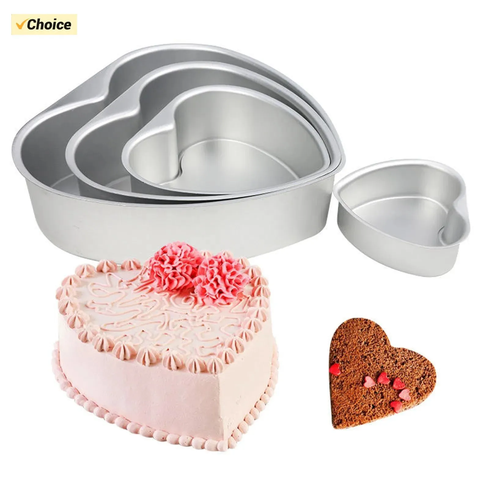 Save Big on Bulk Heart Shaped Cake Pans Aluminum Heart Shaped Cake Pan Set  With Removable Bottoms Aluminum Cake Molds For Birthdays, Christmas More 