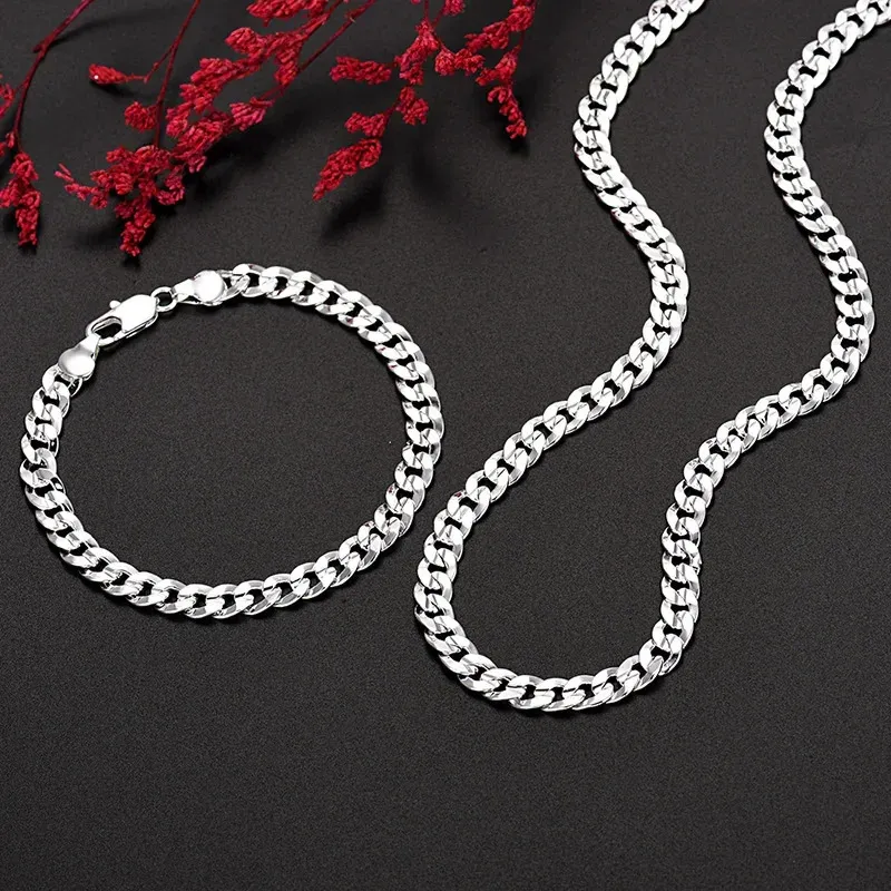 Cherry Blossom Style Sterling Silver Plated Jewelry Set - Bracelet, Necklace, Ring & Earrings - View #2
