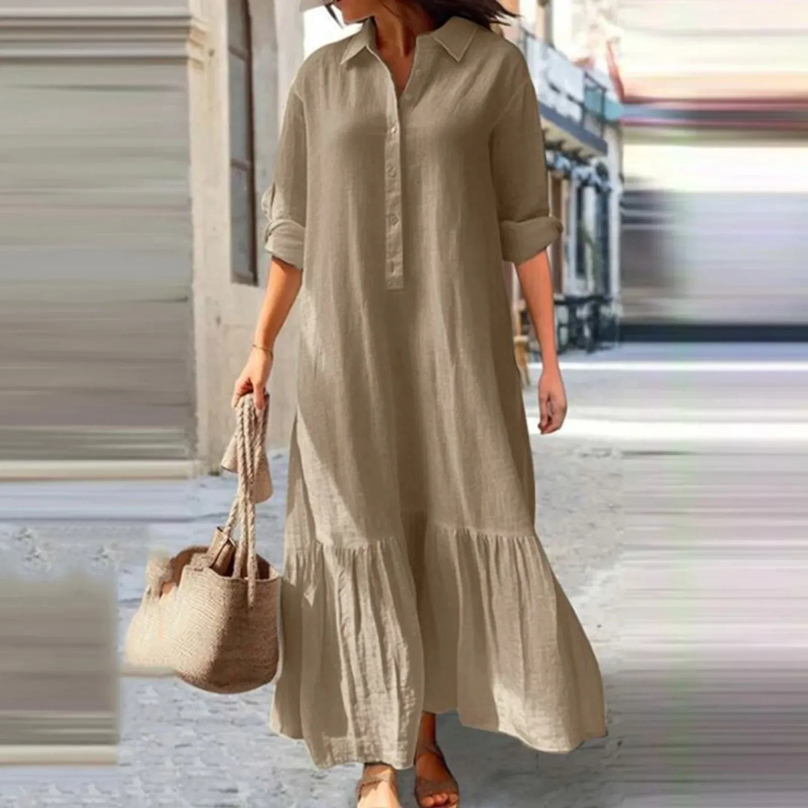 Womens Cotton Linen Blend Dress Loose Fit Long Sleeve Shirt Dress For Casual Summer Wear From Eshinestore, $49.1 In Bulk | DHgate.Com Womens Cotton Linen Blend Dress Loose Fit Long Sleeve Shirt Dress For Casual Summer Wear From Eshinestore, $49.1 In Bulk | DHgate.Com