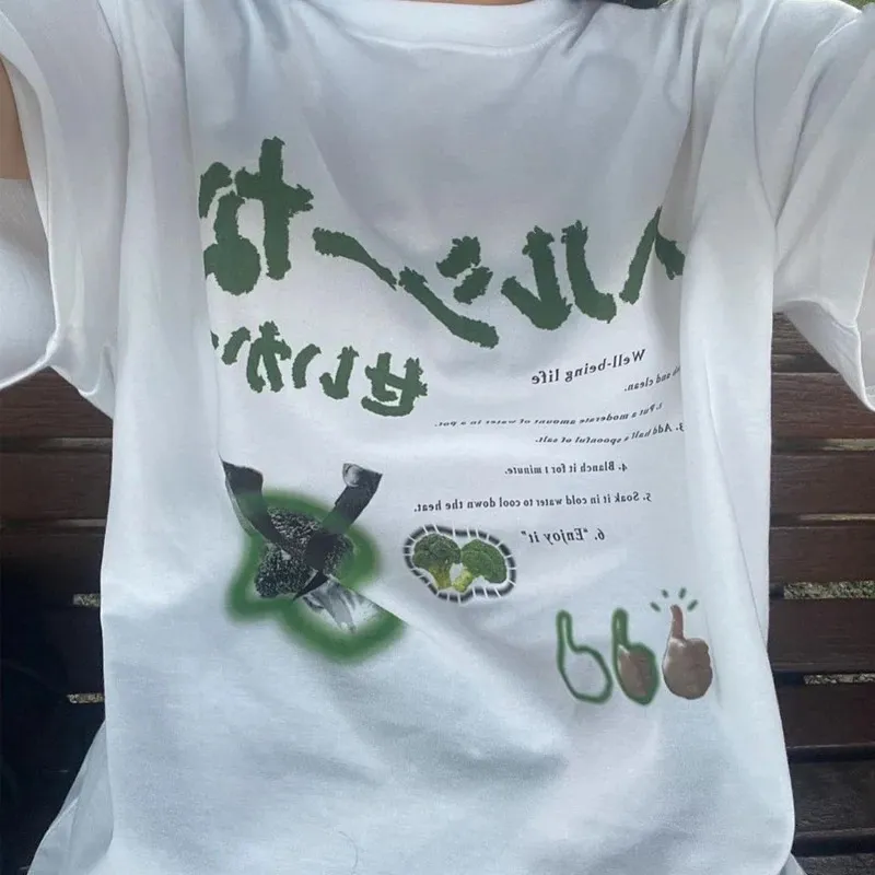 Y2K Camisetas Japonesas De Calles De Calle Femenina Harajuku