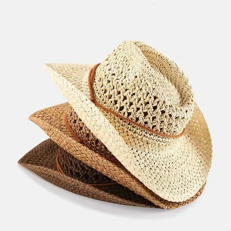 Womens Straw Cowboy Hats Foldable Wide Brim Sun Hat... From  display picture 3