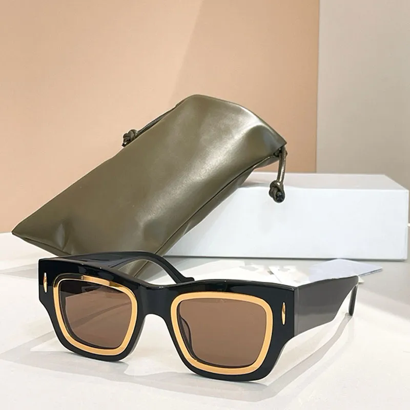 Lunettes De Soleil Rectangulaires Dorées - Unisexe Tendance Luxe - Neuf