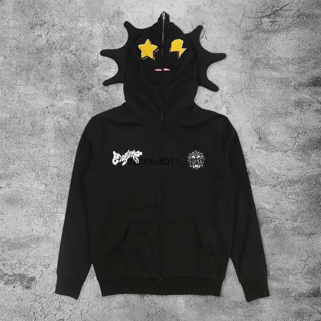 Mens Hooded Acetate Pullover Hoodie Long Sleeve Skull Print