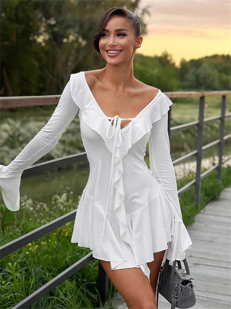 frilly white mini dress McCartney Mini Dress