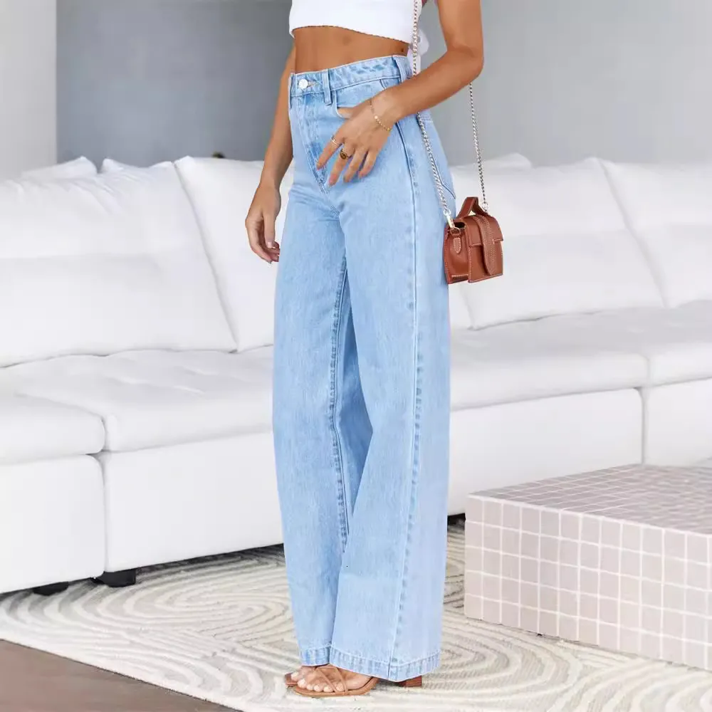 Wide Leg Jeans For Women, Elegant High Waisted Denim Pants