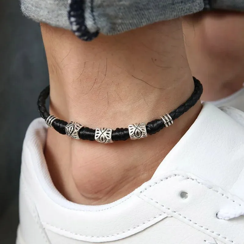 Handwoven Leather Bracelet Anklet For Men, Women, And Couples