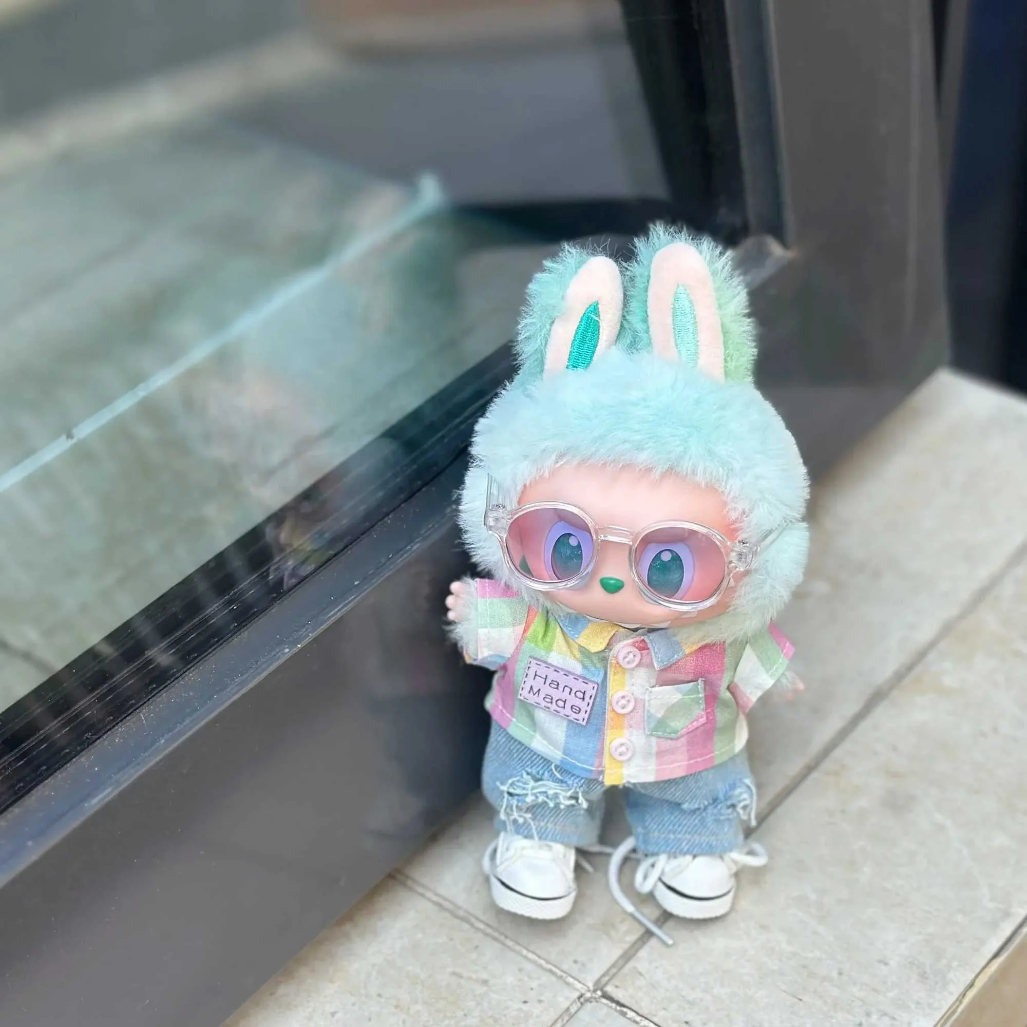 Para Ropa Labubu V1/V2/V3 Baby Doll Outfit Clothing Camiseta A Cuadros ...