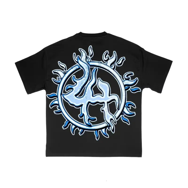 Oversized Y2K Graphic T-Shirt - Flame Skull Print Heavyweight Cotton Tee For Men & Women (Unisex Streetwear)