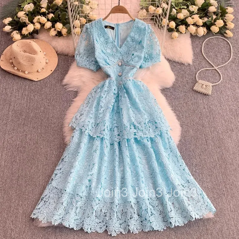 Elegant Dress Women Lace V Neck Short Sleeve Slim... From Join3, $40.59 |  DHgate.Com