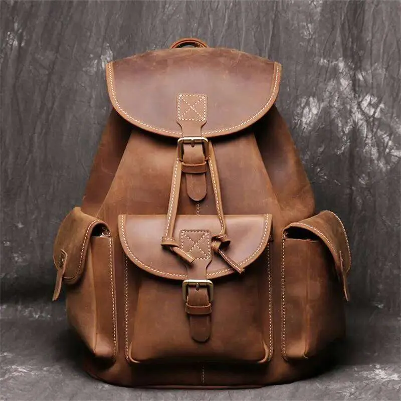 Vintage Round Crazy Horseskin Backpack Crazy Horse Backpack - Etsy main image 3