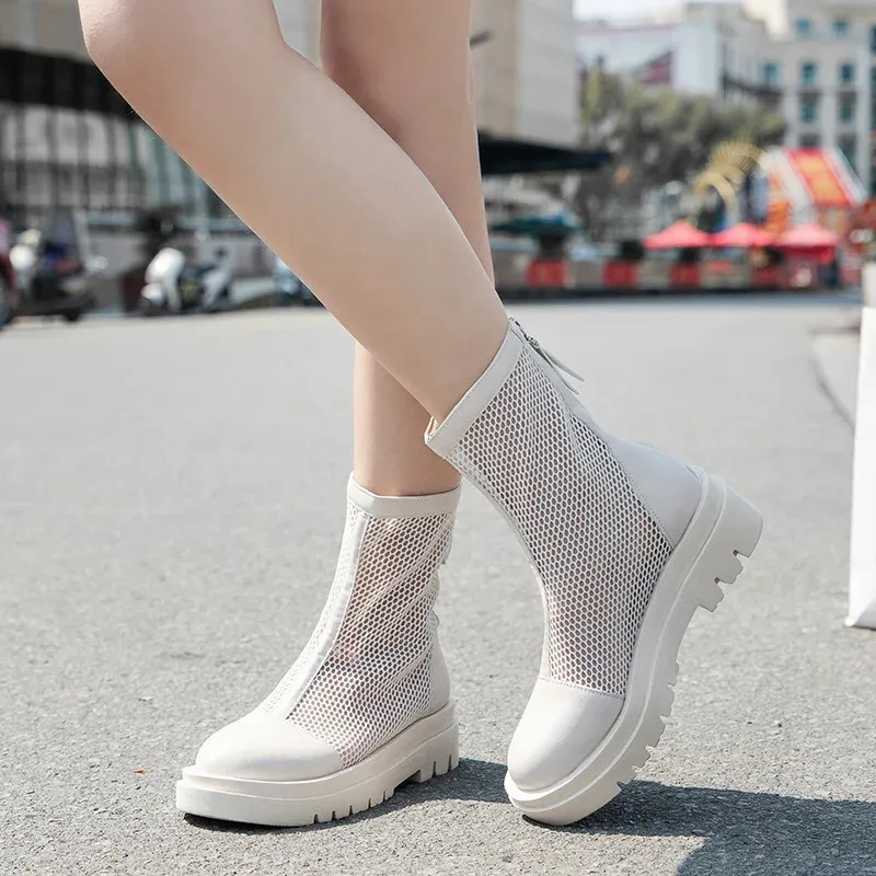 Save Big on Bulk Summer Mesh Boots Mesh Summer Boots: Breathable Hollow Out  Design With Comfortable Insole For Versatile Style Best Deals on DHgate