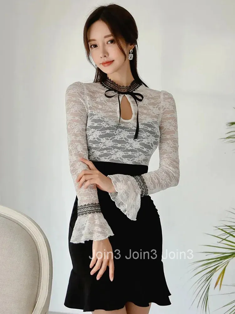 Nueva Moda Coreana Spring Ladies Y2K Lace SPIC Vestidos Cortos