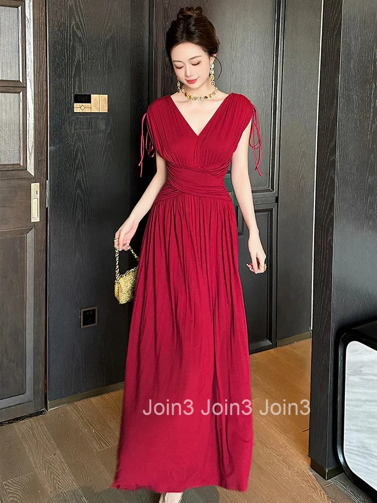 Summer French Fashion Wine Red Sleeveless Slim Maxi... From Join3, $26.44 |  DHgate.Com