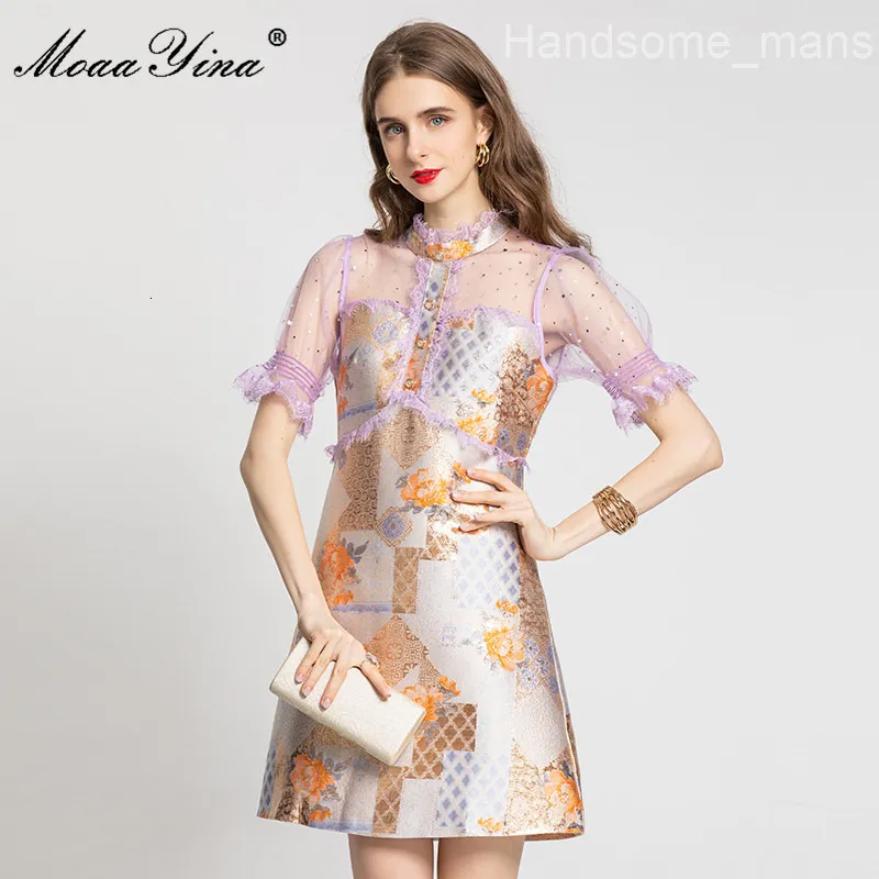 Moaa Yina Floral Jacquard Mini Dress With Sheer... From Handsome_mans,  $66.8 In Bulk | DHgate.Com