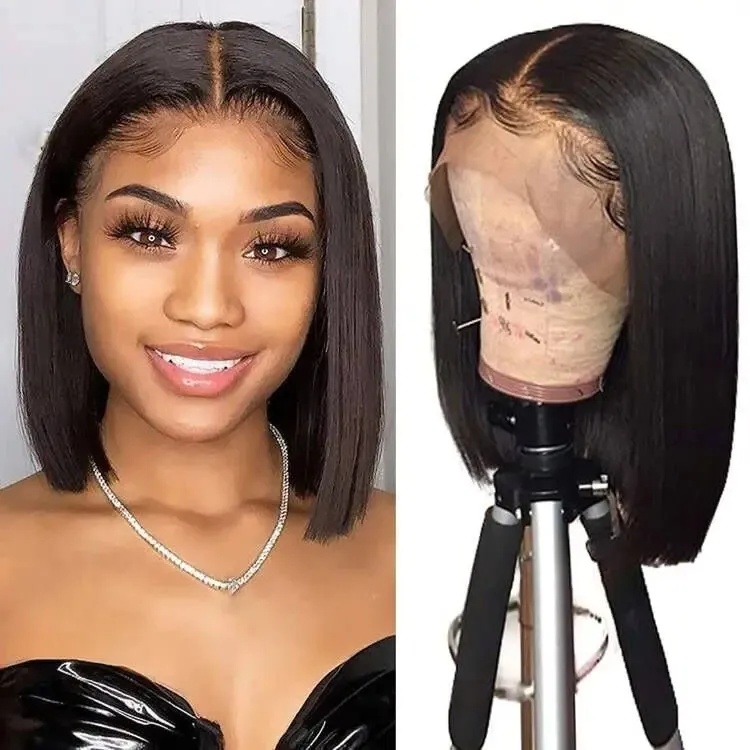 Short Wavy Bob Wig with Lace Hairline Synthetic Heat Resistant 14 Inch Amazon.com : Eawwii Brown Highlight Short Wavy Wig for Women  main image 3