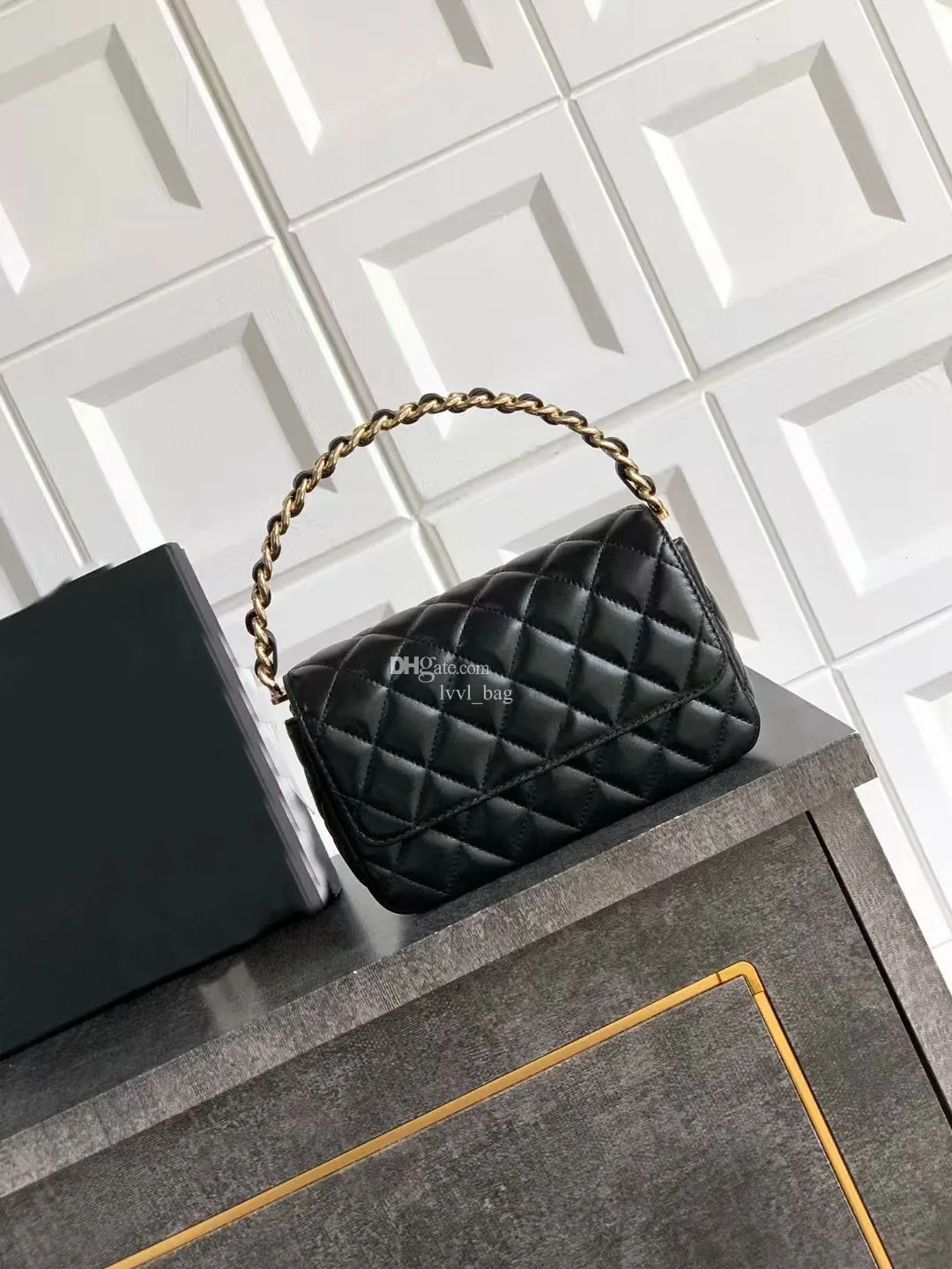 Handbag With Chain Designer Shiny Patent Leather Handbag with Alloy Hardware Buckle Chains ...