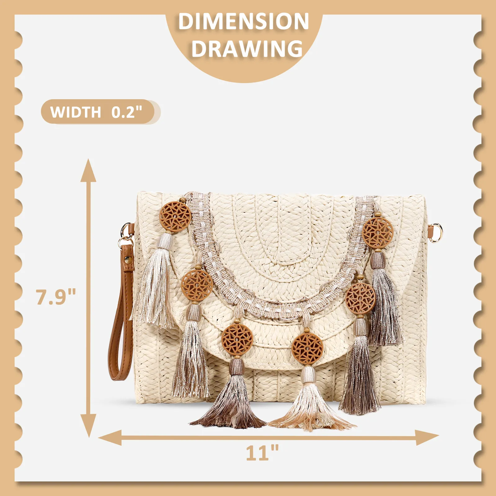 Borsa In Paglia A Mano Donna - Design A Mezzaluna In Rattan Intrecciato, Con Tracolla Staccabile, Per Spiaggia, Viaggi E Uso Quotidiano, 26x20x8 Cm