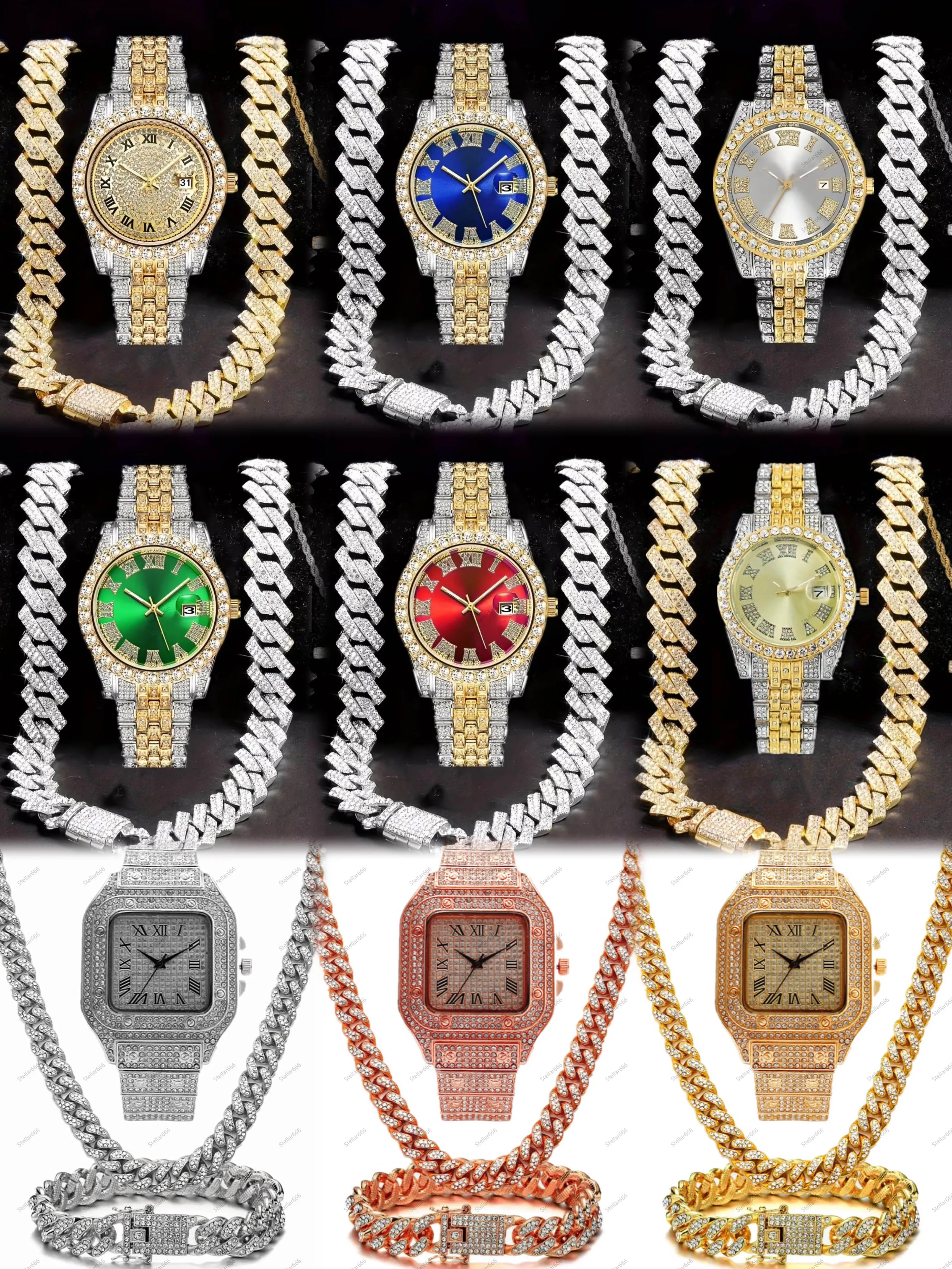 Hip Hop Cross Pendant Necklace Set For Men Iced Out... From Stellar666 ...