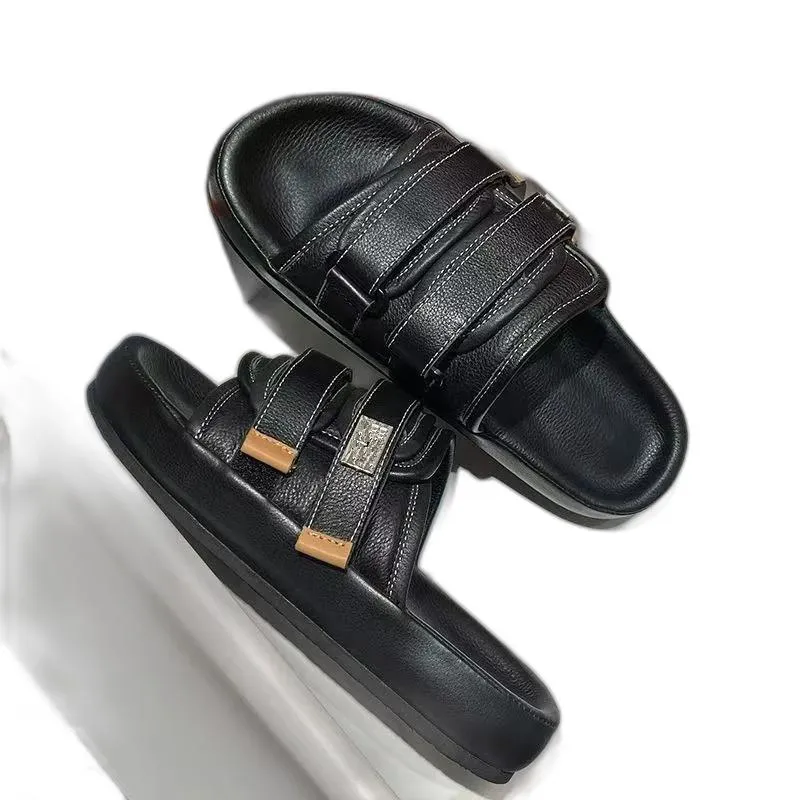 Slippers 2025 Mens Thick Soled Soft Leather High Look Comfortable