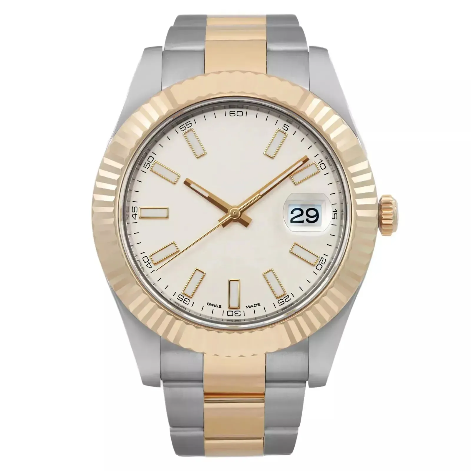 Elegant Gold and Cream Watch Zenith Gold Ultra Thin Dress Watch Fancy Bezel – Analog:Shift main image 2