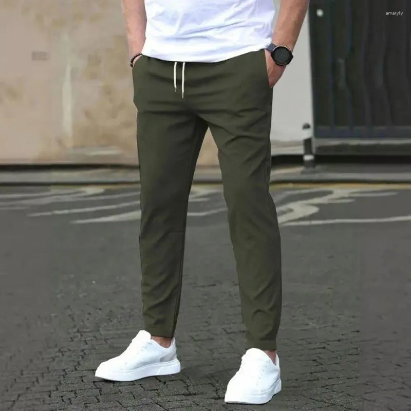 Pantalones Para Hombres Fit Delgados Elegantes Con Cordones Con