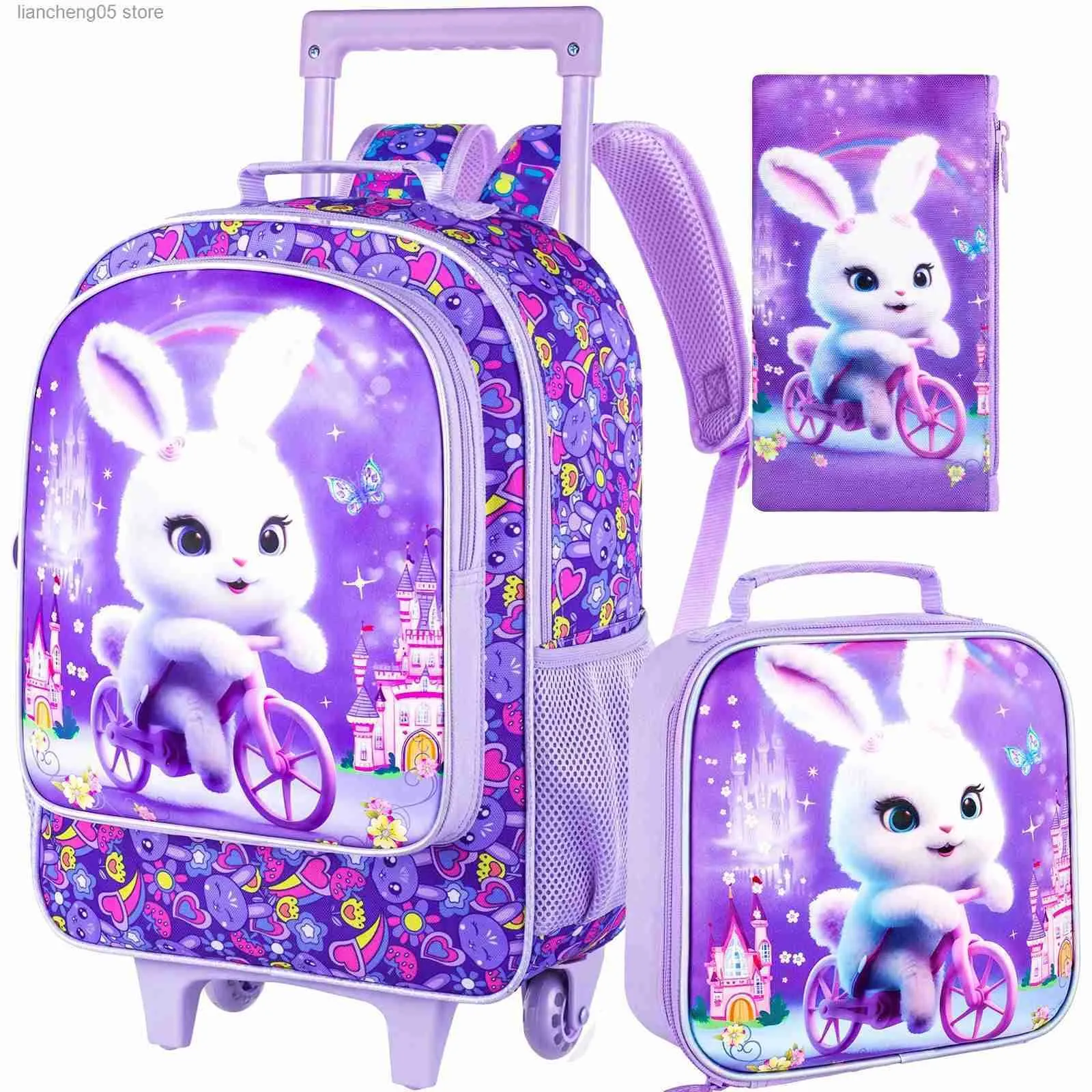 Rolling Backpack Set for Girls and Boys, Kids Roller Wheels Bookbag ...