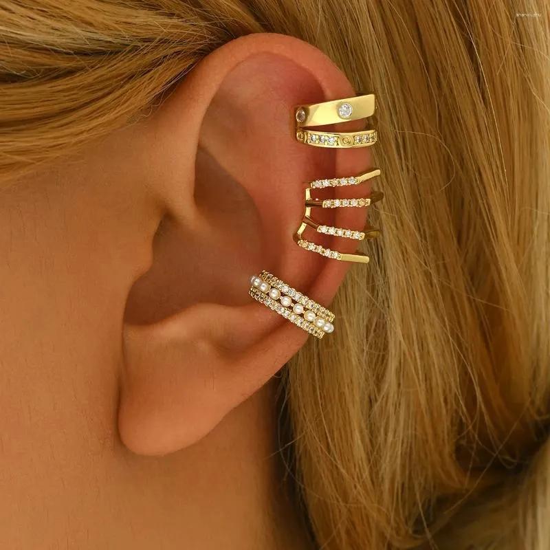 Backs Earrings ZHONGVI Fashion Multi Layered Ear Cuff Clip For