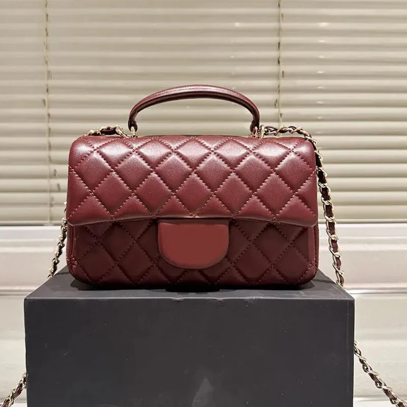 Save Big on Bulk Top Handle Handbags Luxury Top Handle Burgundy Sliver Glod  Lambskin Bag Mini Flap Dinner Bags Designer Diamond Shoulder Bag Beaded