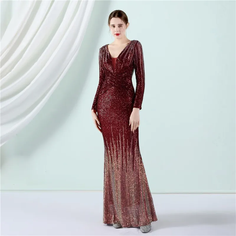 Women New Fashion V Neck Ombre Sequin Long Sleeve Bodycon Evening Gown Formal Wedding Guest Cocktail Party Sweep Train Dress From 95,15 | DHgate Women New Fashion V Neck Ombre Sequin Long Sleeve Bodycon Evening Gown Formal Wedding Guest Cocktail Party Sweep Train Dress From 95,15 | DHgate