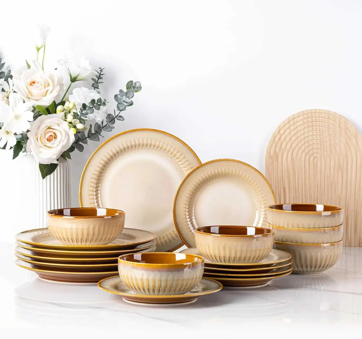 Juegos De Vajilla De Cerámica Para Platos Y Tazones De Gres EMed