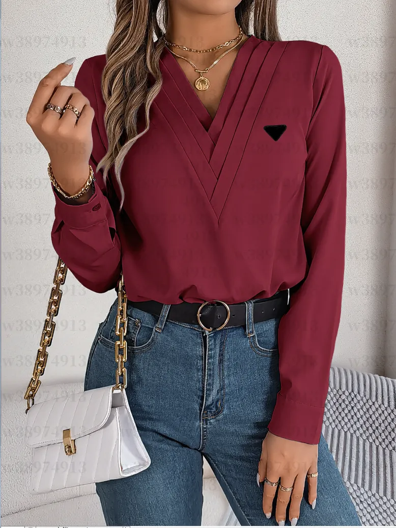 Top da donna a maniche lunghe estivo da donna manica a 7 quarti scollo a V tinta unita top allentato maglietta casual camicia da corsa, bianco, S