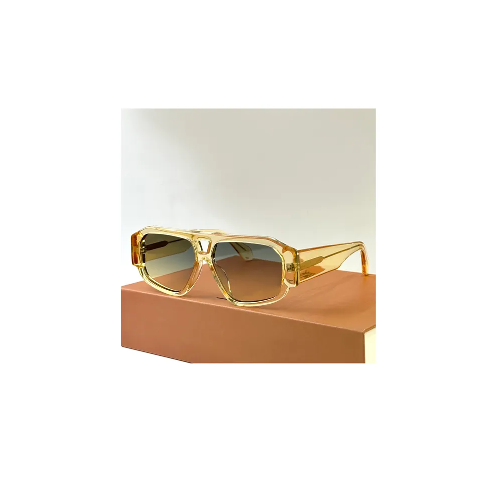 Occhiali Da Sole Quadrato Pilota Giallo Telaio Trasparente/Lente