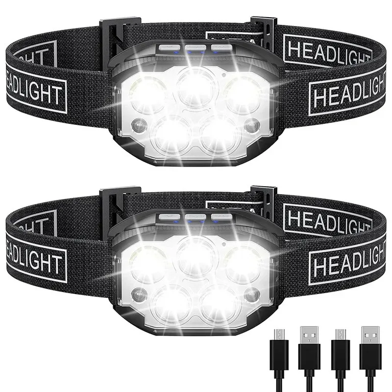 Lampada Frontale A LED Ricaricabile, 1200 Lumen, Sensore Di Movimento, 6 Modalità, Impermeabile IPX4, Per Corsa E Campeggio