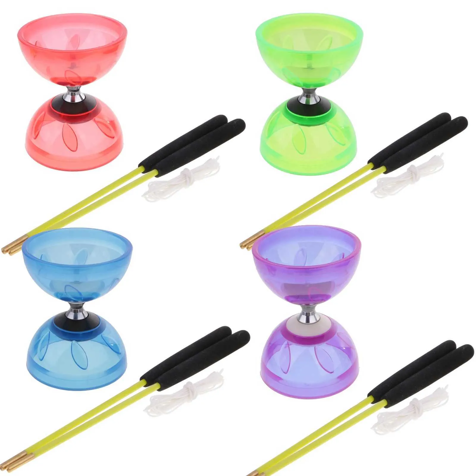 Juego tradicional Rodamientos triples de diabolo con palos de goma de goma  bolas de yoya malabares de diabolo juguetes payaso regalos para niños
