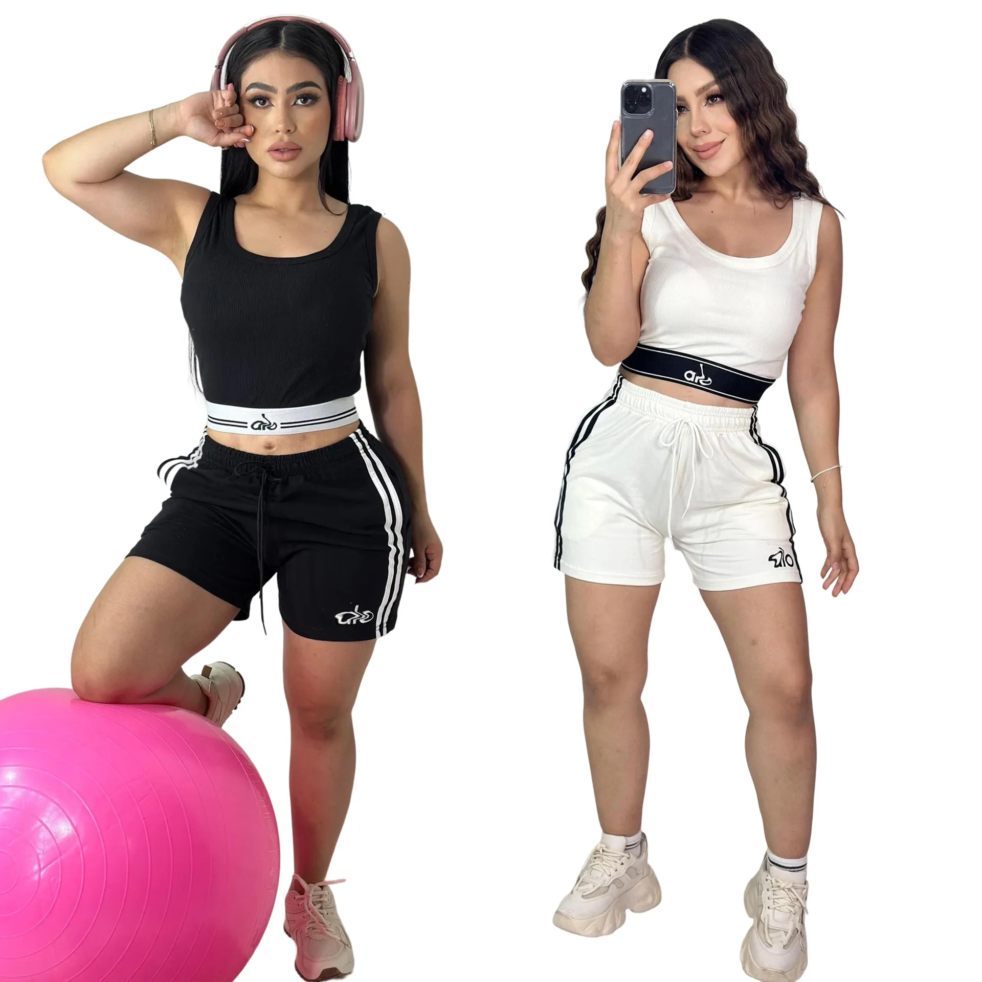 Womens Sleeveless Vest Shorts Running Tracksuits Girls Tops Pants