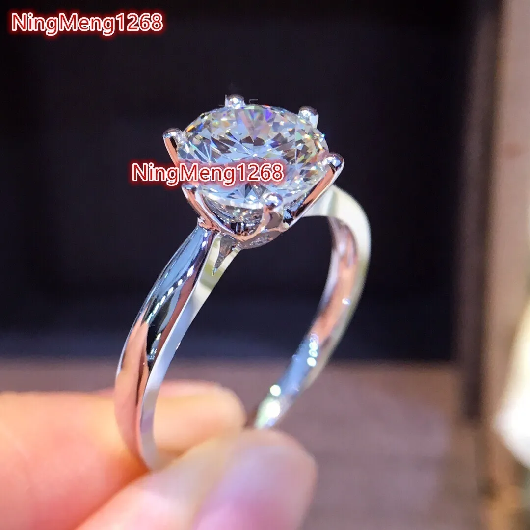 Moissanite Anelli Oro Bianco Personalizzati Anello Di Fidanzamento