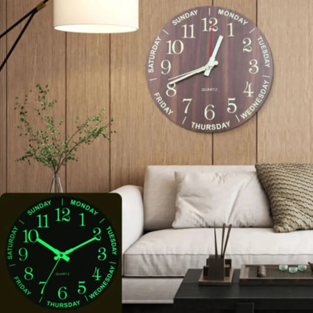 Large Luminous Wall Clock, 3D Quiet Clock For Home Decor, Glow In The ...