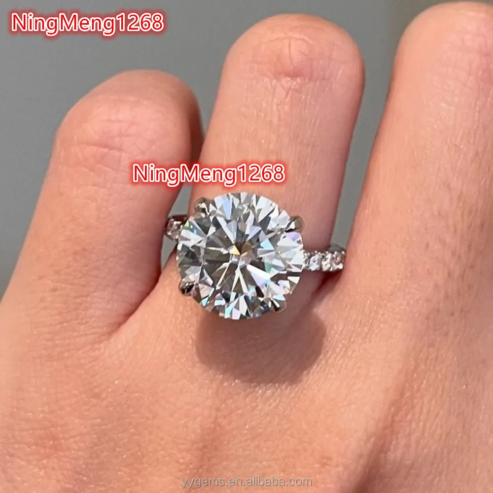 Luxurious CT Round Diamond Ring 14K Solid White Gold Prongs