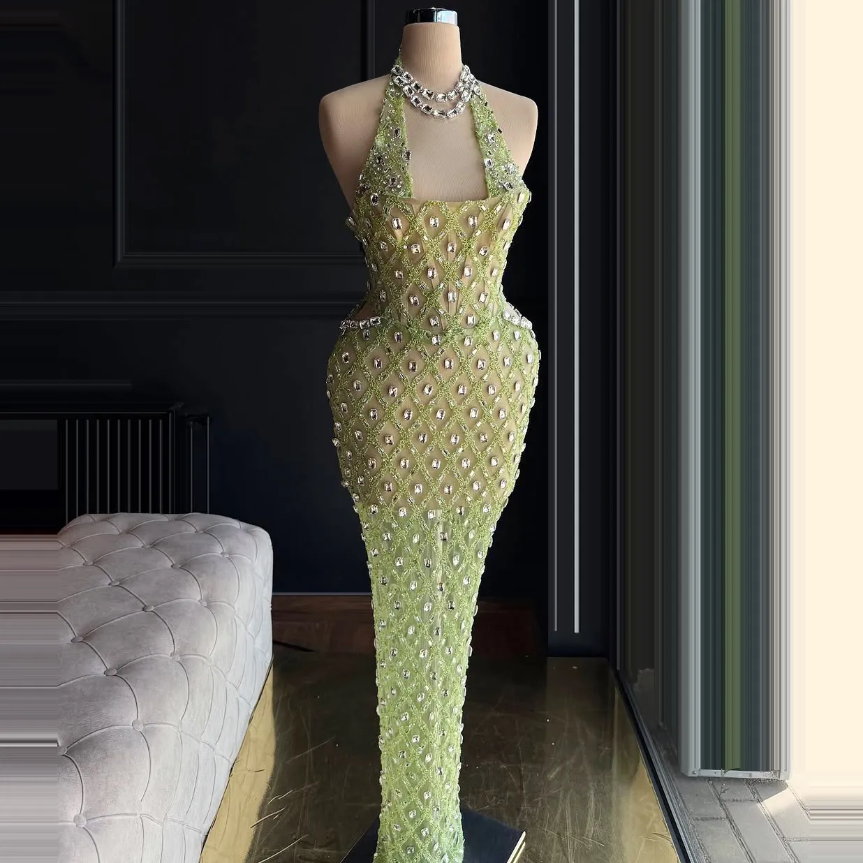 Luxury Full Crystal Mermaid Prom Dress Light Green... From 252,34  | DHgate