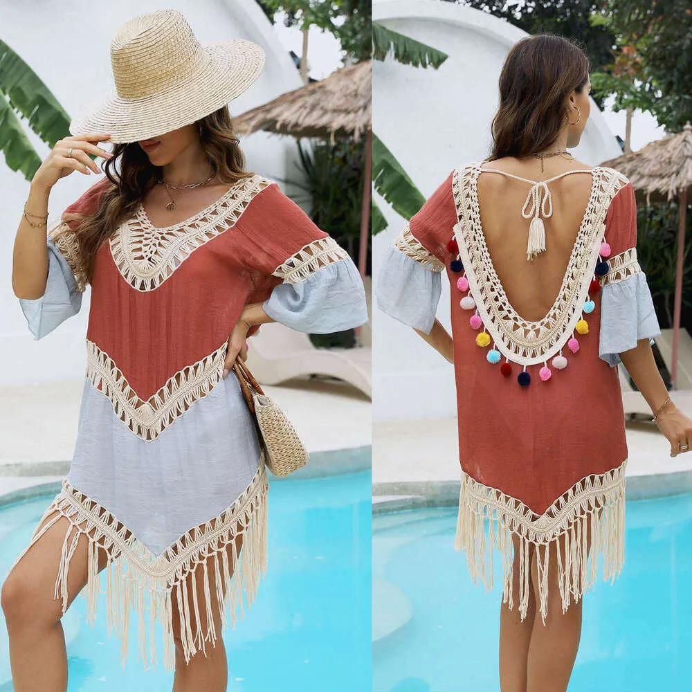 crochet patchwork cover up beach dress Solana Patchwork Crochet Mini Cover Up Dress – VICI