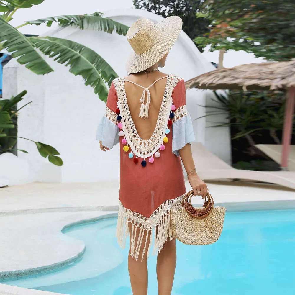blue dress for baby girl Crochet Beach Cover Up Dress main image 1