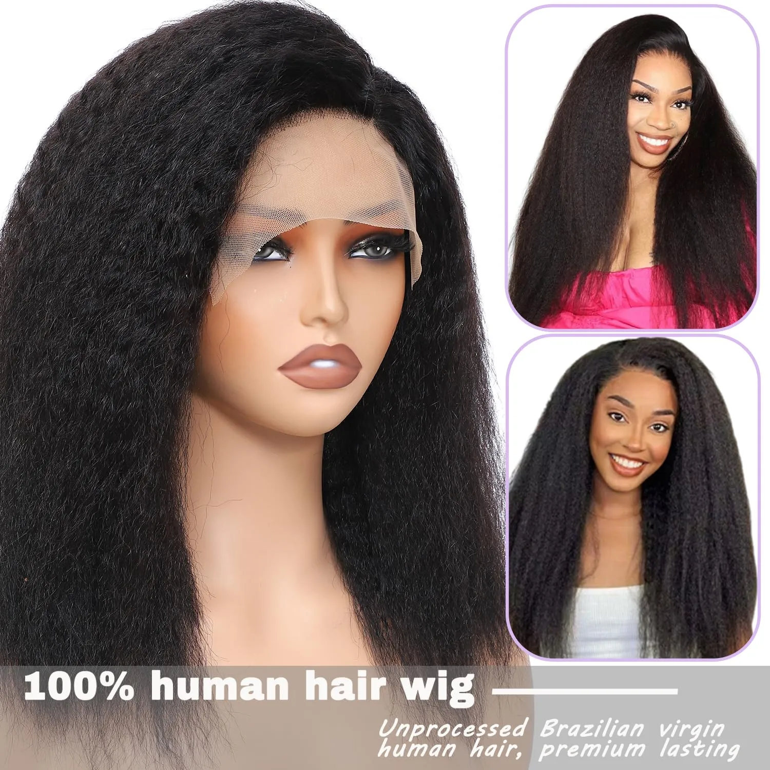 U Part Wig Kinky Straight Hair Yaki Bob Wigs - StarShow Hair